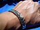 David Yurman Sterling Silver Mens Chain Woven Braided Bracelet Black Diamonds