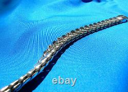 DAVID YURMAN STERLING SILVER MENS CHAIN Woven Braided BRACELET Black Diamonds