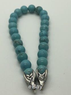 DAVID YURMAN Spiritual Bead Bracelet Sterling Silver with Turquoise 8mm $450
