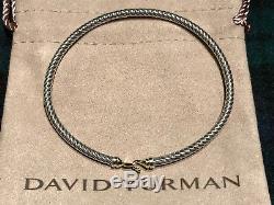 DAVID YURMAN Sterling Silver Cable Buckle Bracelet with 18K Yellow Gold, 3mm $450
