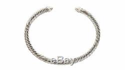 DAVID YURMAN Sterling Silver Cable Classics Bracelet with Diamonds 5mm $595 NEW