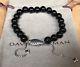 David Yurman Sterling Silver Spiritual Beads Bracelet Black Onyx 8mm Adjustable