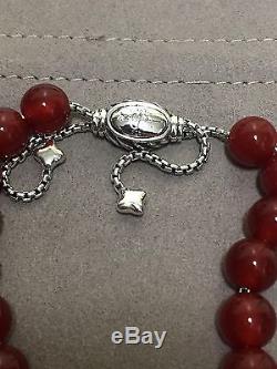 DAVID YURMAN Sterling Silver Spiritual Beads Bracelet Carnelian 8mm Adjustable