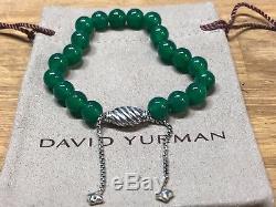 DAVID YURMAN Sterling Silver Spiritual Beads Bracelet Green Onyx 8mm Adjustable