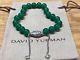 David Yurman Sterling Silver Spiritual Beads Bracelet Green Onyx 8mm Adjustable