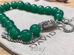 DAVID YURMAN Sterling Silver Spiritual Beads Bracelet Green Onyx 8mm Adjustable