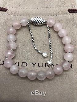 DAVID YURMAN Sterling Silver Spiritual Beads Bracelet Pink Rose Quartz 8mm