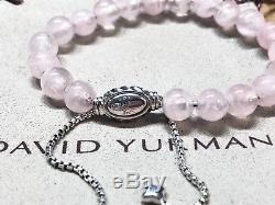 DAVID YURMAN Sterling Silver Spiritual Beads Bracelet Rose Quartz 8mm Adjustable