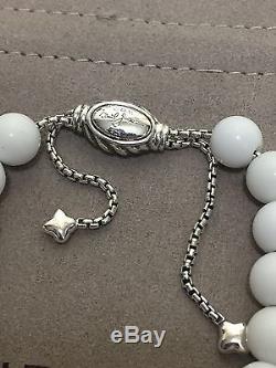 DAVID YURMAN Sterling Silver Spiritual Beads Bracelet White Agate 8mm Adjustable