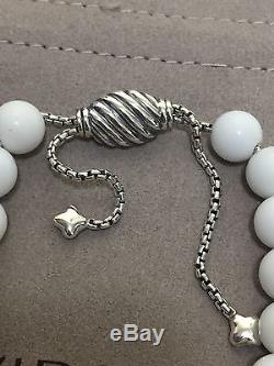 DAVID YURMAN Sterling Silver Spiritual Beads Bracelet White Agate 8mm Adjustable
