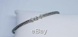 DAVID YURMAN Women's Cable Buckle Bracelet with Diamonds 3mm $525 NEW