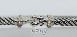 DAVID YURMAN Women's Cable Buckle Bracelet with Diamonds 3mm $525 NEW