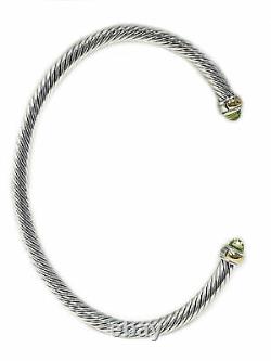 DAVID YURMAN Women's Cable Classic Bracelet with 18K Gold & Peridot 4mm NEW