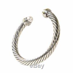 DAVID YURMAN Women's Cable Classic Bracelet with Pearl & 14K Gold 7mm $775 NEW
