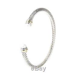 DAVID YURMAN Women's Cable Classics Bracelet Pearl & 14K Gold 5mm $625 NEW