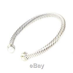 DAVID YURMAN Women's Cable Classics Bracelet Pearl & 14K Gold 5mm $625 NEW