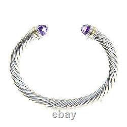 DAVID YURMAN Womens Cable Classic Bracelet with Amethyst & 14K Gold 7mm $825 NEW