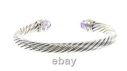 DAVID YURMAN Womens Cable Classic Bracelet with Amethyst & 14K Gold 7mm $825 NEW