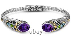 DEVATA Bali 18K Gold Sterling Silver Cuff Bracelet Amethyst DHK3585AM MEDIUM