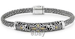 DEVATA Bali 18K Gold Sterling Silver Dragon Bone Chain Bracelet DBK6715TT M/7.5