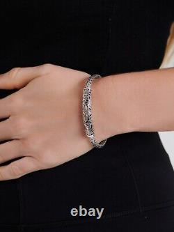 DEVATA Bali 18K Gold Sterling Silver Dragon Bone Chain Bracelet DBK6715TT M/7.5