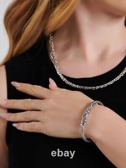 DEVATA Bali 18K Gold Sterling Silver Dragon Bone Chain Bracelet DBK6715TT M/7.5