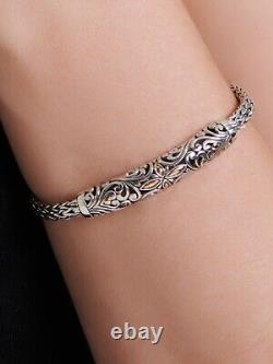 DEVATA Bali 18K Gold Sterling Silver Dragon Bone Chain Bracelet DBK6715TT M/7.5