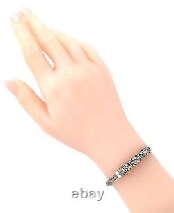 DEVATA Bali 18K Gold Sterling Silver Dragon Bone Chain Bracelet DBK6715TT M/7.5