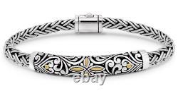 DEVATA Bali 18K Gold Sterling Silver Wheat Paddy Chain Bracelet WHK6715TT S/7.0