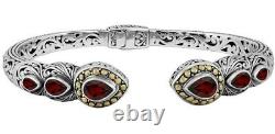 DEVATA Bali Filigree Sterling Silver 18K Gold Bracelet Garnet DHK3226GA LARGE