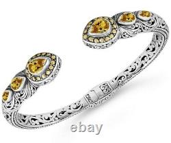 DEVATA Bali Sterling Silver 18K Gold Cuff Bracelet Citrine DHK3226CT MEDIUM