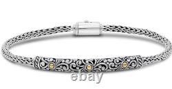 DEVATA Bali Sterling Silver 925 18K Gold Dragon Bone Bracelet DBK6745TT Sz S/M/L