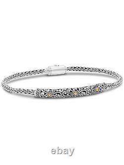 DEVATA Bali Sterling Silver 925 18K Gold Dragon Bone Bracelet DBK6745TT Sz S/M/L