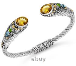 DEVATA Bali Sterling Silver Bracelet 18K Gold Citrine Topaz DHK3585CT MEDIUM