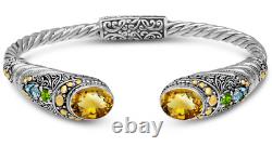 DEVATA Bali Sterling Silver Bracelet 18K Gold Citrine Topaz DHK3585CT MEDIUM