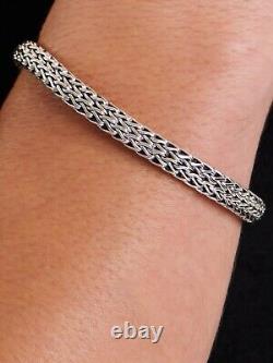 DEVATA Bali Sterling Silver Dragon Bone 7mm Chain Bracelet DBK5257 M/7.5