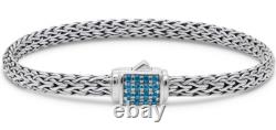 DEVATA Bali Sterling Silver Dragon Bone Bracelet Blue Topaz DBK6235SW XL/8.5
