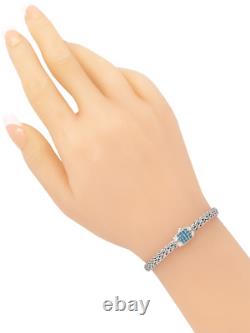 DEVATA Bali Sterling Silver Dragon Bone Bracelet Blue Topaz DBK6235SW XL/8.5