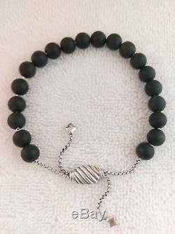 DY David Yurman Spiritual Beads Bracelet Sterling Silver with Black Onyx