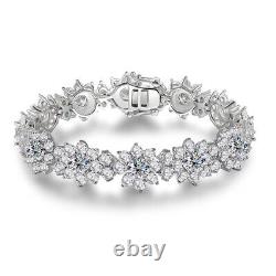 D Color VVS1 Moissanite Sunflower Tennis Bracelet for Women 925 Sterling Silver