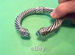 David Yurman 10mm Blue Topaz Sterling Silver Classic Cable Bracelet preowned