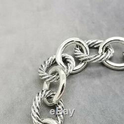 David Yurman 12mm Classic Cable Sterling Silver Oval Chain Link 7.5 In Bracelet
