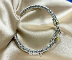 David Yurman 14K Gold Sterling Silver Cable Buckle Bracelet