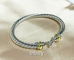 David Yurman 14K Gold Sterling Silver Cable Buckle Bracelet