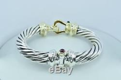 David Yurman 14 kt gold sterling silver cable buckle bangle 9.5 mm