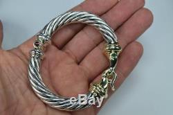 David Yurman 14 kt gold sterling silver cable buckle bangle 9.5 mm