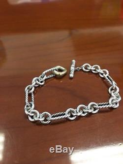 David Yurman 18kGold/Sterling Silver/ Cable Link /Figaro Toggle Clasp Bracelet