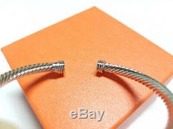 David Yurman 18k Gold X Crossover 4mm Cable Cuff 925 Sterling Silver Bracelet