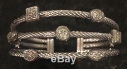 David Yurman 3 Row Pave Diamond Confetti Cuff Bracelet Sterling Silver $600