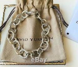 David Yurman $450 Silver Large Oval Link Chain Bracelet 12mm MEDIUM Authentic
